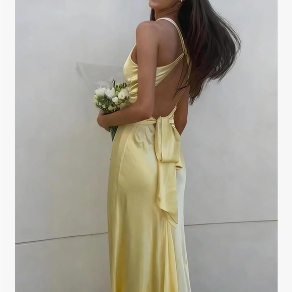 Satin Slip Maxi Dress in Bright Aqua Blue - Picture 5 of 6